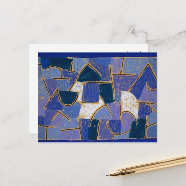 Carte Postale Nuit bleue par Paul Klee (Devant/Arrière en situation)