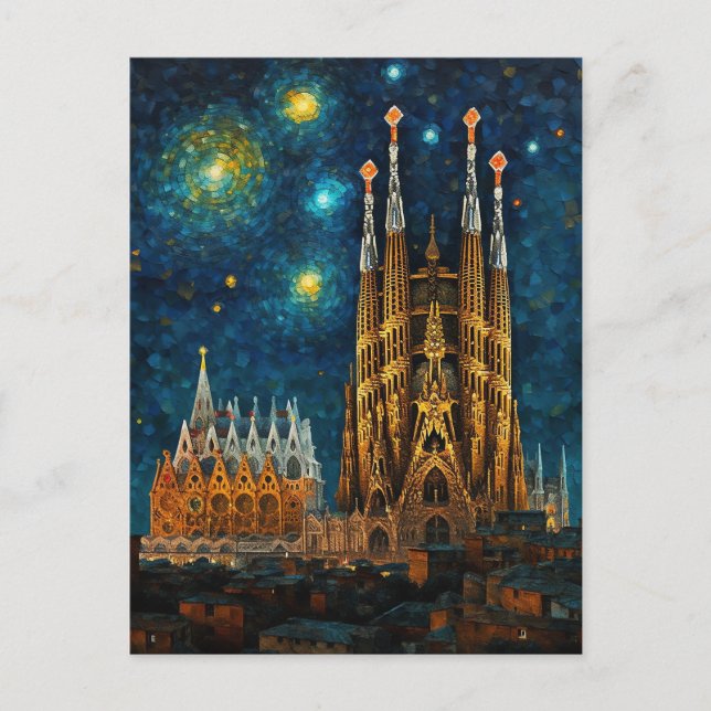 Carte Postale Nuit Catalan Starry | Gaudí rencontre Van Gogh (Devant)