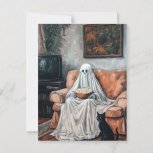 Carte Postale Nuit de cinéma éffrayante Télévision à écran fan