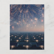 Nuit de feux d'artifice suburbains liminaires