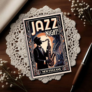 Carte Postale Nuit de Jazz à la Nouvelle-Orléans – Art Vintage