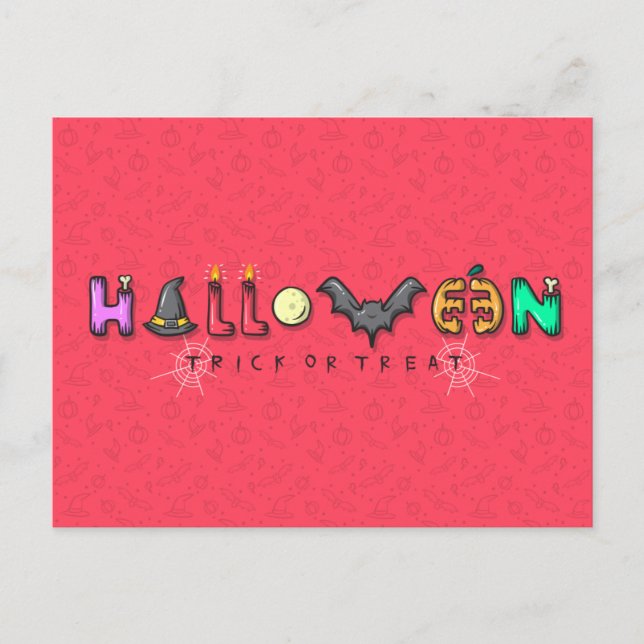 Carte Postale Nuit d'Halloween effrayant avec les hibou (Devant)