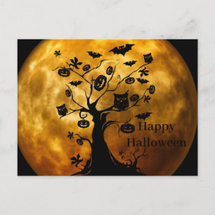 Carte Postale Nuit d'Halloween effrayant avec les hibou