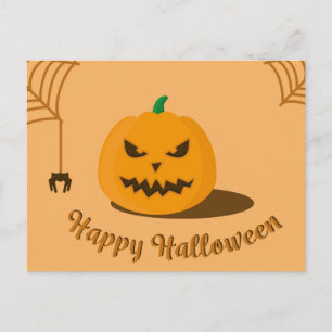 Carte Postale Nuit d'Halloween effrayante avec Citrouille