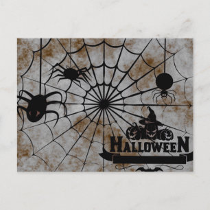 Carte Postale Nuit d'Halloween effrayante avec Spider Web