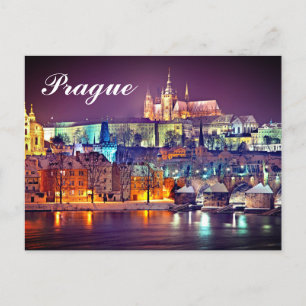 Carte Postale Nuit d'hiver en République tchèque de Prague