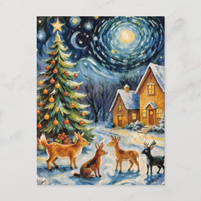 Carte Postale Nuit d'hiver enchantée (Devant)