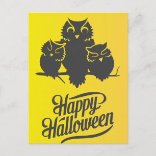 Carte Postale Nuit effrayante d'Halloween avec chauves-souris hi