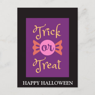 Carte Postale Nuit effrayante d'Halloween avec des friandises ou