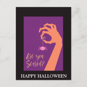 Carte Postale Nuit effrayante d'Halloween avec une fête araignée