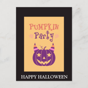Carte Postale Nuit effrayante d'Halloween avec une fête de citro