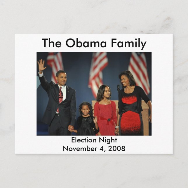 Carte Postale Nuit électorale de la famille Obama (Devant)