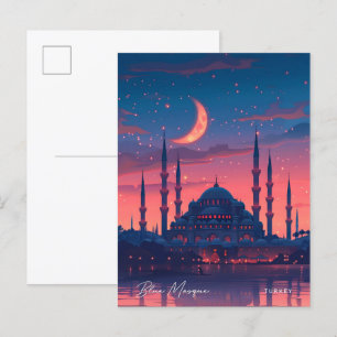 Carte Postale Nuit en Mosquée Bleue Turquie Voyage