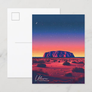 Carte Postale Nuit en Uluru Australie Vintage voyage