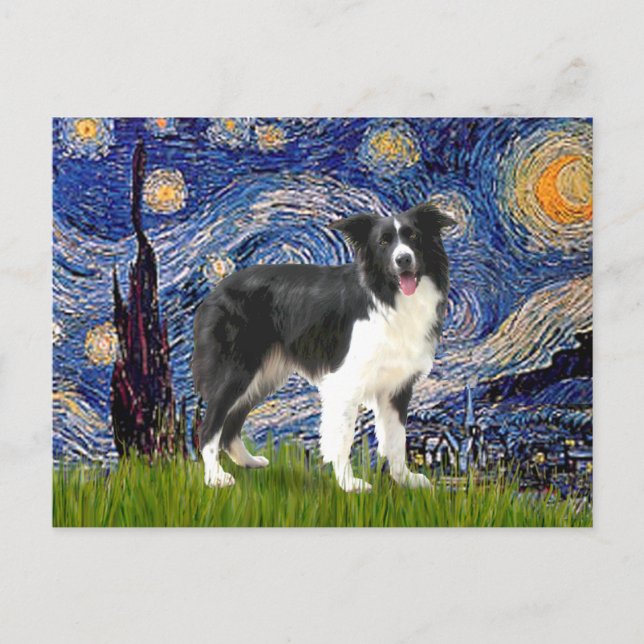 Carte Postale Nuit étoilée - Bordure Collie (Z) (Devant)