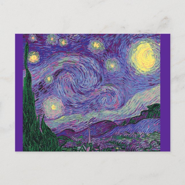 Carte Postale Nuit étoilée en violet, Beaux-Arts Spots (Devant)