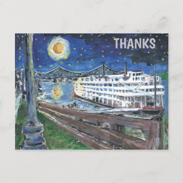 Carte Postale Nuit étoilée Mississippi Queen, ajoutez du texte,  (Devant)