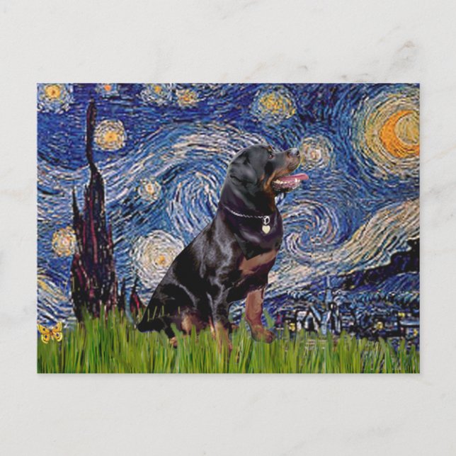 Carte Postale Nuit étoilée - Rottweiler (#6) (Devant)