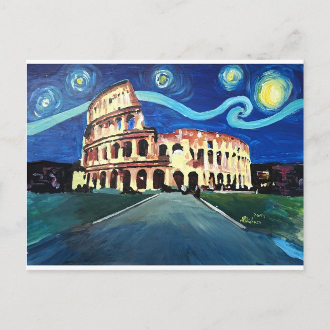 Carte Postale Nuit étoilée sur le Colloque à Rome Italie (Devant)