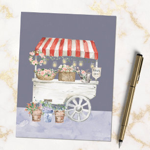 Carte Postale Nuit Fleur Marché Aquarelle Cottagecore Art