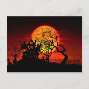 Carte Postale NUIT HAUNÉE, MAISON HAUNÉE ! (Halloween) ~