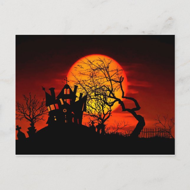 Carte Postale NUIT HAUNÉE, MAISON HAUNÉE ! (Halloween) ~ (Devant)