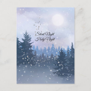 Carte Postale Nuit silencieuse Saint-Nuit Magie Hiver Illustrati