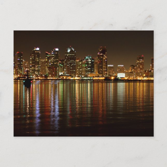 Carte Postale Nuit Skyline San Diego (Devant)