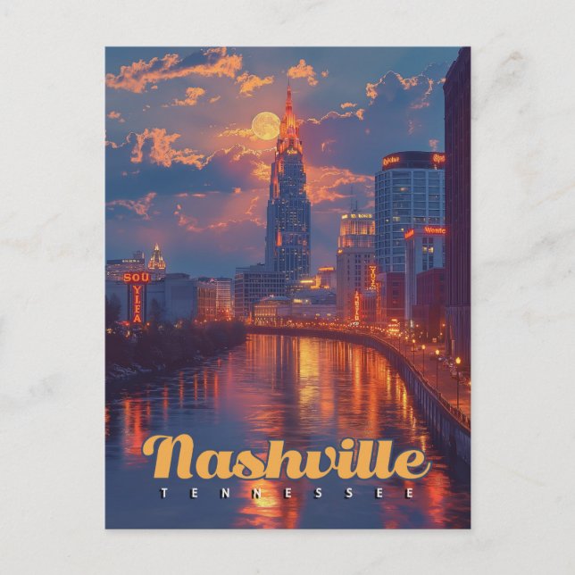 Carte Postale Nuits de Nashville : Réflexions Skyline (Devant)