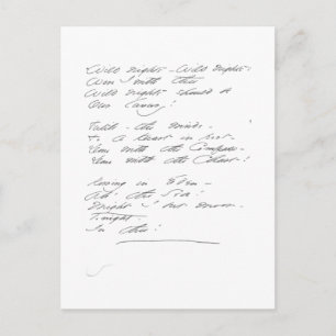 Carte Postale Nuits sauvages, nuits sauvages Manuscrit