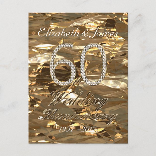 Carte Postale Numéro 60 Diamond Mariage 60e Anniversaire Or (Devant)