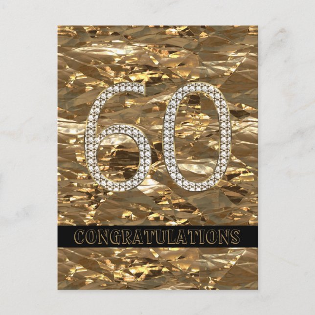 Carte Postale Numéro 60 Diamond Mariage 60e Anniversaire Or (Devant)