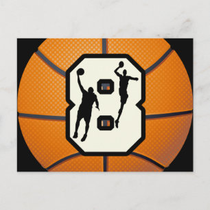 Carte Postale Numéro 8 Basketball et joueurs