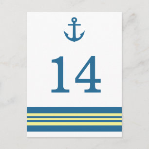 Carte postale Numéro de la table d'Ancres bleu jau