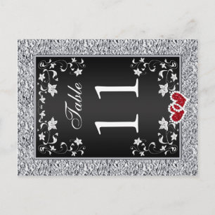 Carte postale Numéro de la table florale gris arge