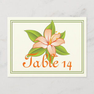 Carte Postale Numéro de la table mariage du lis vert orange