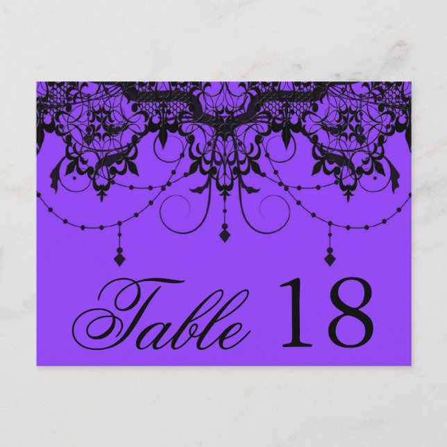 Carte Postale Numéro de la table Victorian Lace Purple PostCard (Devant)