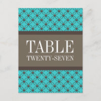 Carte postale Numéro de table Aqua Fancy Lattice