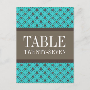 Carte postale Numéro de table Aqua Fancy Lattice
