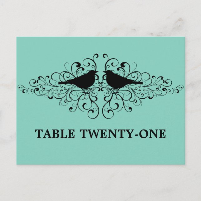 Carte postale Numéro de table Aqua Inséparable (Devant)