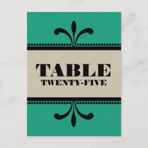 Carte postale Numéro de table Art Déco Design Vert