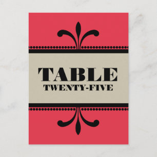 Carte postale Numéro de table Art Déco Fancy Rouge