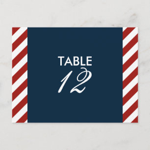 Carte postale Numéro de table bleu et rouge