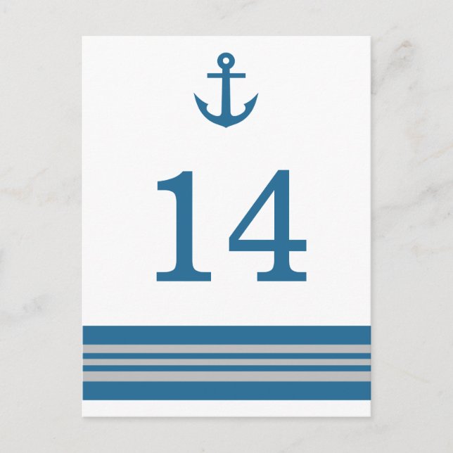 Carte postale Numéro de table d'Ancre marine gris  (Devant)