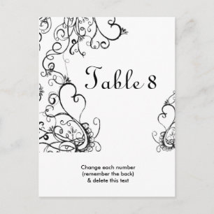 Carte postale Numéro de table de Mariage noir blan