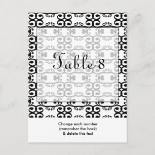 Carte postale Numéro de table de Mariage noir blan