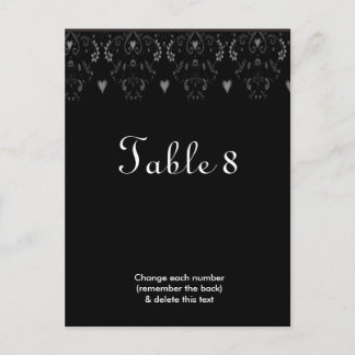 Carte postale Numéro de table de Mariage noir blan