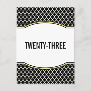 Carte postale Numéro de table de quatrefoil jaune 