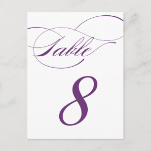 Carte postale Numéro de table de script élégant   