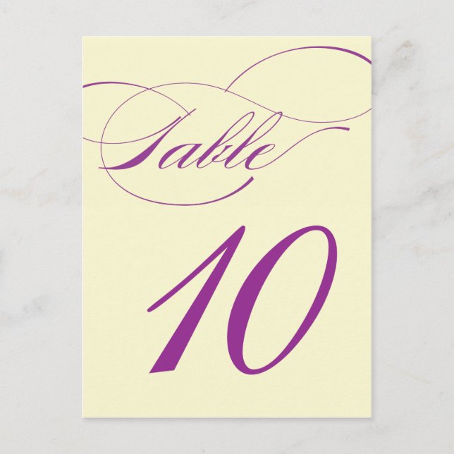 Carte postale Numéro de table de script élégant (Devant)